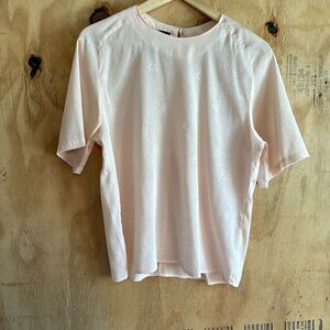 Vintage David Matthew Powder Pink Floral Print Blouse Sz 10